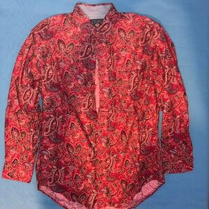 Ralph Lauren Chaps Red Paisley Button Down Shirt